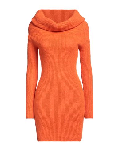 Shop Akep Woman Mini Dress Orange Size L Acrylic, Polyamide, Wool, Viscose