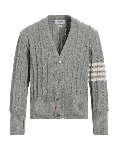Thom Browne Man Cardigan Grey Size 5 Wool, Mohair Wool In Gray