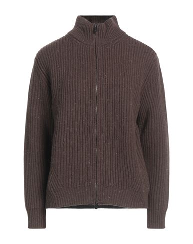 Peserico Woman Cardigan Chocolate Brown Size 6 Virgin Wool, Silk, Viscose, Cashmere, Polyester