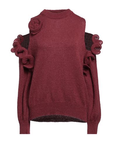Shop Vicolo Woman Sweater Burgundy Size Onesize Acrylic, Polyamide, Mohair Wool In Red