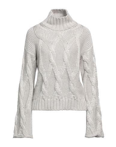 Shop Agnona Woman Turtleneck Light Grey Size Xl Silk, Mohair Wool, Cashmere