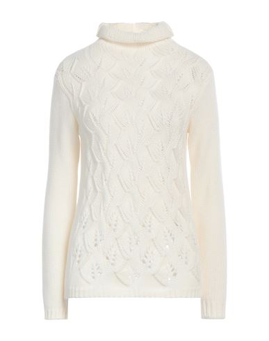 Shop Agnona Woman Turtleneck Ivory Size L Cashmere, Metal In White