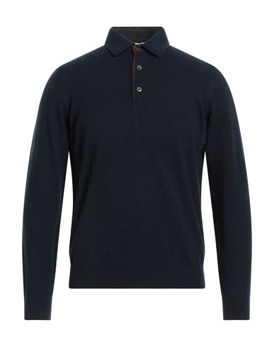 Della Ciana Man Sweater Midnight Blue Size 44 Cashmere, Ovine Leather