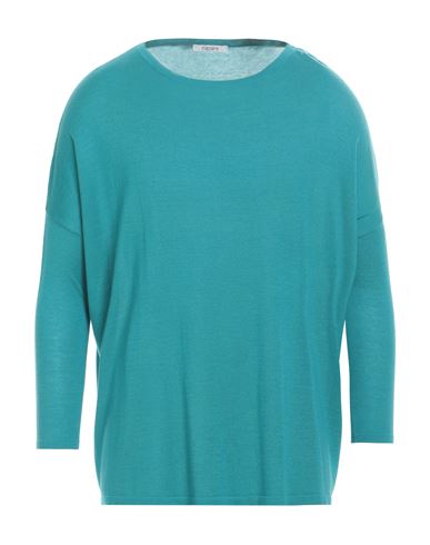 Kangra Man Sweater Deep Jade Size M Silk, Cashmere In Blue
