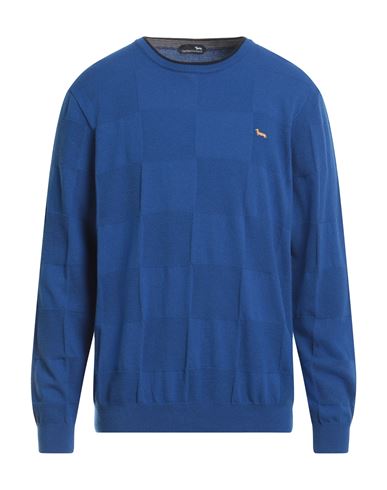 Harmont & Blaine Crew Neck Embroidered Blue Sweater In Blue
