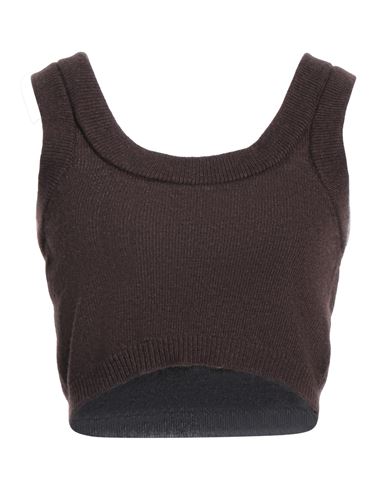 Vicolo Woman Top Dark Brown Size Onesize Viscose, Polyamide, Wool, Cashmere In Animal Print