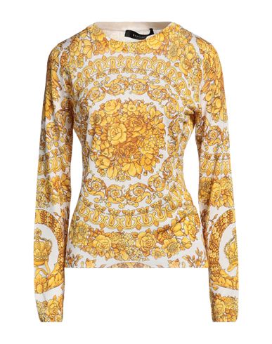 Shop Versace Woman Sweater Ocher Size 8 Silk In Yellow