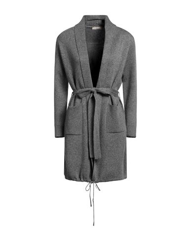 Shop Cashmere Company Woman Cardigan Grey Size 12 Wool, Cashmere