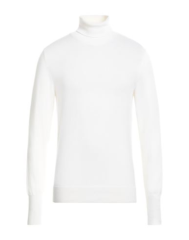 Shop Mc George Man Turtleneck Ivory Size 44 Wool, Cashmere In White