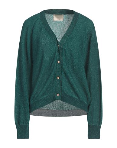 Momoní Woman Cardigan Emerald Green Size L Viscose, Alpaca Wool, Polyamide, Metallic Polyester, Wool In Green