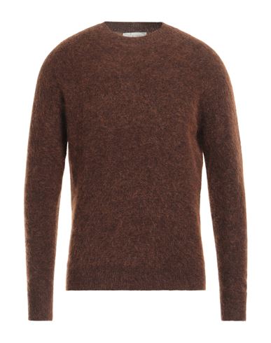 Shop Filippo De Laurentiis Man Sweater Brown Size 42 Mohair Wool, Merino Wool, Polyamide, Elastane