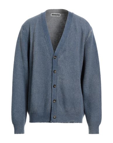 Original Vintage Style Man Cardigan Navy Blue Size Xxl Merino Wool, Cashmere In Gray