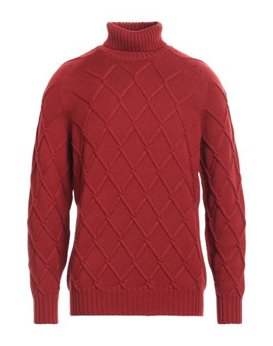 Drumohr Man Turtleneck Brick Red Size 42 Merino Wool