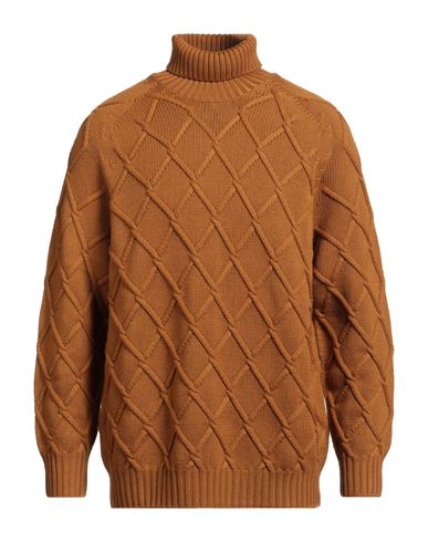 Drumohr Man Turtleneck Marigold Size 48 Merino Wool In Brown