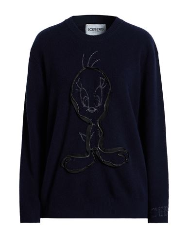 Iceberg Woman Sweater Midnight Blue Size L Virgin Wool, Viscose In Blue