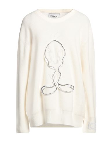 Iceberg Woman Sweater Cream Size M Virgin Wool, Viscose In White