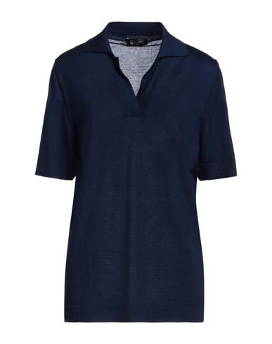 Shop Colombo Woman Sweater Navy Blue Size 16 Cashmere, Silk