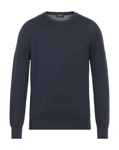 Drumohr Man Sweater Midnight Blue Size 40 Merino Wool In Black