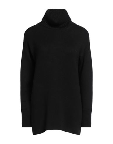 Avolio Milano Woman Turtleneck Black Size 8 Virgin Wool In Black