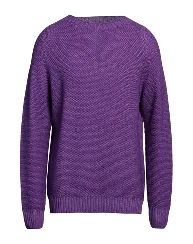 Shop H953 Man Sweater Purple Size 42 Merino Wool