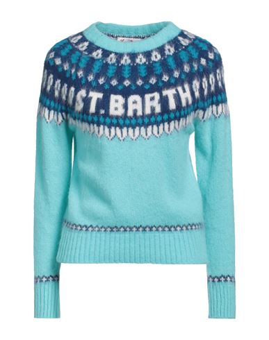 Mc2 Saint Barth Woman Sweater Azure Size M Acrylic, Polyamide, Alpaca Wool In Blue