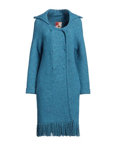 Shop Maliparmi Malìparmi Woman Cardigan Azure Size S/m Wool, Polyamide, Acrylic, Alpaca Wool, Elastic Fibres In Blue