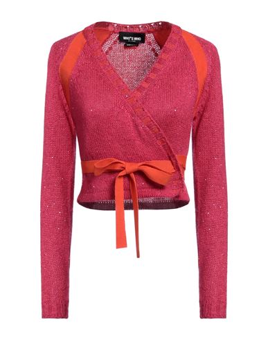 Shop Who*s Who Woman Wrap Cardigans Fuchsia Size Xs Wool, Acrylic, Polyester, Mohair Wool, Polyamide In Pink