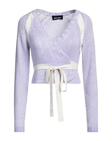 Shop Who*s Who Woman Wrap Cardigans Lilac Size Xs Wool, Acrylic, Polyester, Mohair Wool, Polyamide