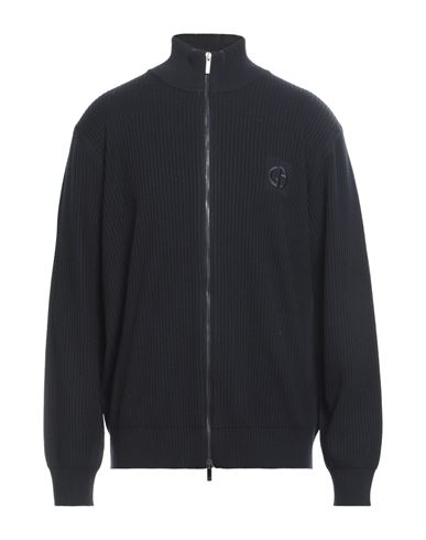 Giorgio Armani Man Cardigan Midnight Blue Size 44 Virgin Wool In Blue