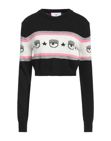 Chiara Ferragni Woman Sweater Black Size M Virgin Wool, Cashmere