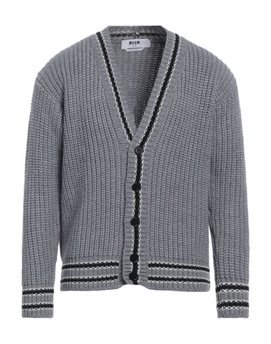 Msgm Man Cardigan Grey Size M Virgin Wool, Acrylic In Grey