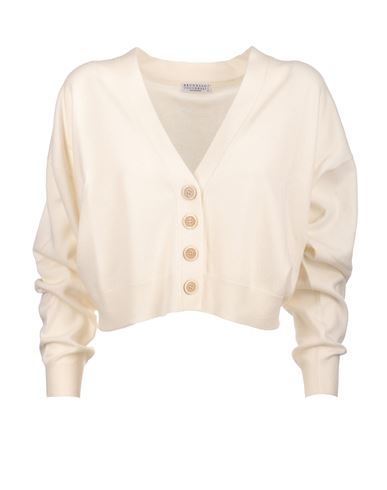 Brunello Cucinelli Cardigan Woman Cardigan Cream Size L Cashmere In White