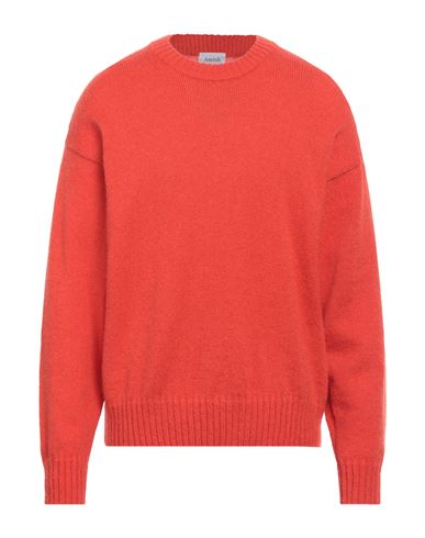 Amish Man Sweater Orange Size Xl Acrylic, Polyamide, Mohair Wool, Wool