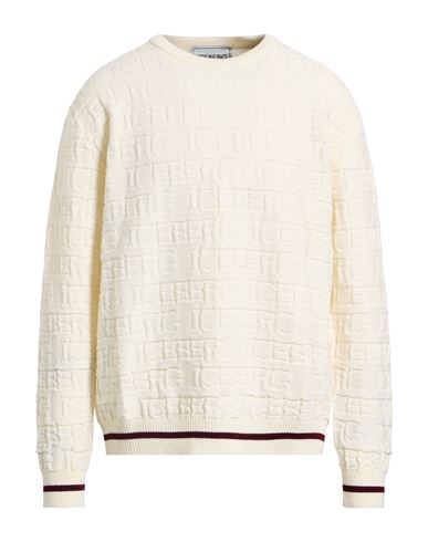 Iceberg Man Sweater Cream Size Xl Virgin Wool, Cotton In Neutral