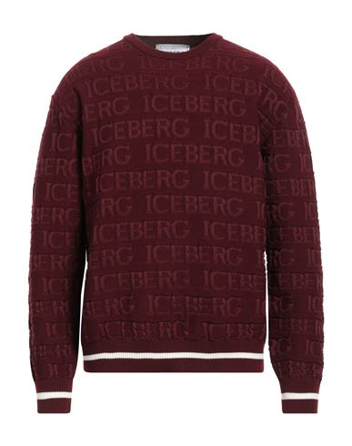 Shop Iceberg Man Sweater Burgundy Size L Virgin Wool, Cotton In Red