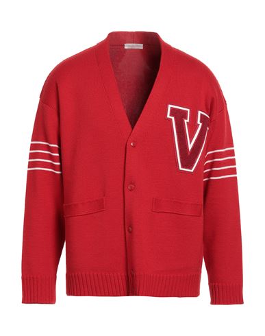 Valentino Garavani Man Cardigan Red Size L Virgin Wool, Acrylic, Wool