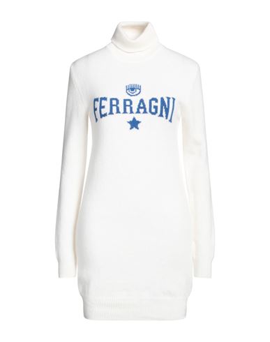 Shop Chiara Ferragni Woman Mini Dress White Size M Wool, Viscose, Polyamide, Cashmere