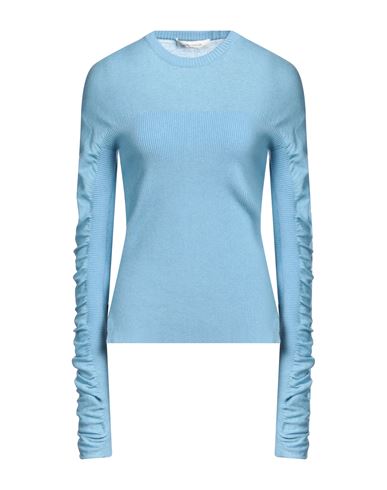 Shop Cedric Charlier Woman Sweater Sky Blue Size 6 Cotton, Cashmere, Polyamide, Elastane