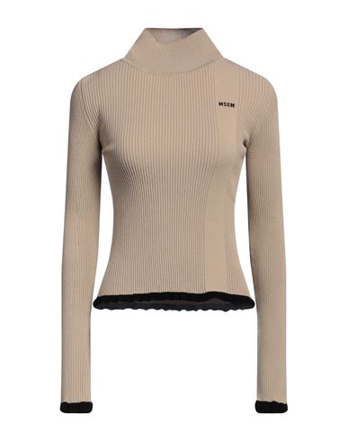 Shop Msgm Woman Turtleneck Sand Size S Viscose, Polyester In Beige