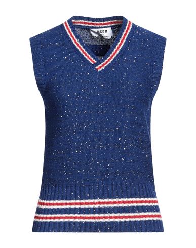 Shop Msgm Woman Sweater Blue Size L Polyester, Acrylic, Virgin Wool