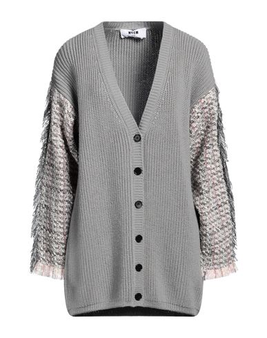 Shop Msgm Woman Cardigan Grey Size Xs Virgin Wool, Acrylic, Cotton, Polyester, Wool