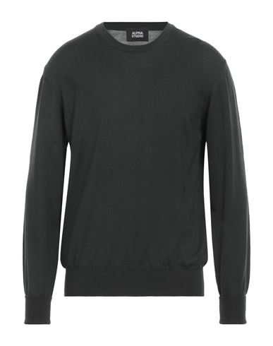 Shop Alpha Studio Man Sweater Dark Green Size 42 Merino Wool