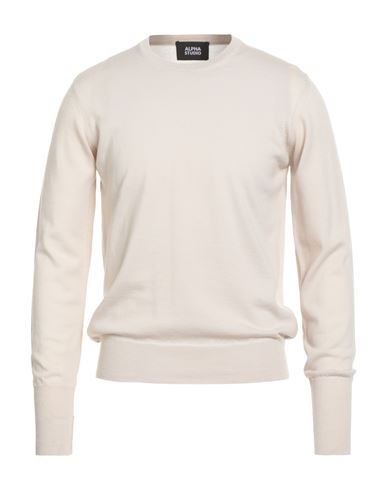 Alpha Studio Man Sweater Off White Size 38 Merino Wool In Neutral