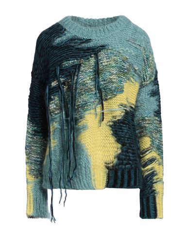 Shop Isabel Benenato Woman Sweater Turquoise Size 6 Mohair Wool, Wool, Polyamide In Blue