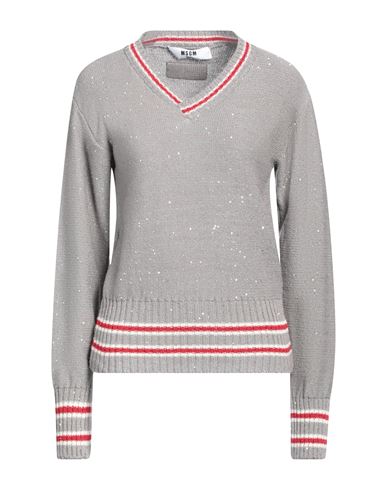 Shop Msgm Woman Sweater Grey Size S Polystyrene, Acrylic, Virgin Wool