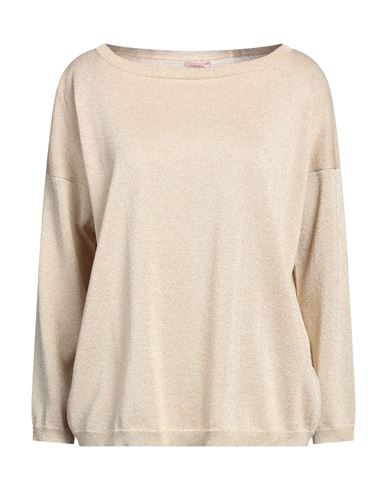 Rossopuro Woman Sweater Gold Size L Viscose, Polyamide, Metallic Fiber