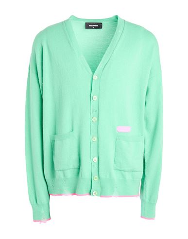 Dsquared2 Man Cardigan Light Green Size L Virgin Wool, Cashmere, Polyester In Green