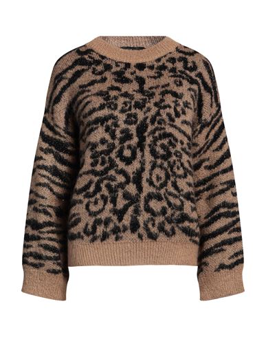 Shop Icona By Kaos Woman Sweater Camel Size S Acrylic, Mohair Wool, Polyamide In Beige