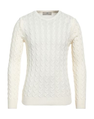 OFFICINE DEL CASHMERE OFFICINE DEL CASHMERE MAN SWEATER IVORY SIZE S MERINO WOOL, DRALON 
