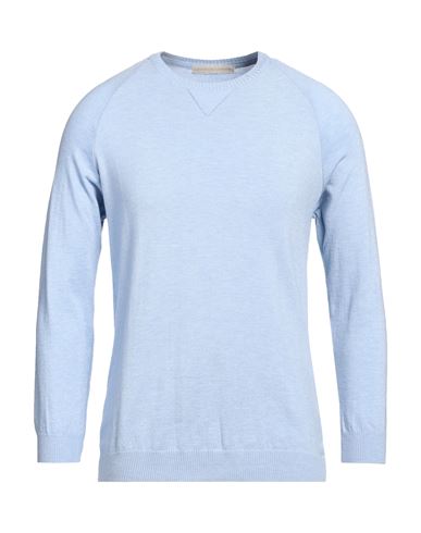 OFFICINE DEL CASHMERE OFFICINE DEL CASHMERE MAN SWEATER LIGHT BLUE SIZE L POLYACRYLIC, MERINO WOOL, POLYAMIDE, ELASTANE 